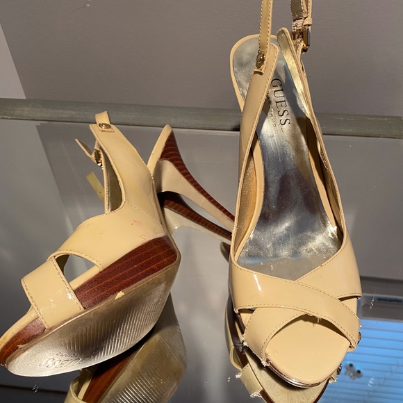 Cream colour Guess brand sling back pumps - Picture 7 of 10